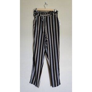 Zumies Love Fire NWT belted striped paperbag pants size small